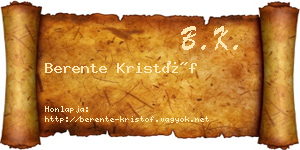 Berente Kristóf névjegykártya