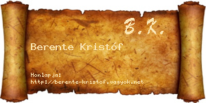 Berente Kristóf névjegykártya